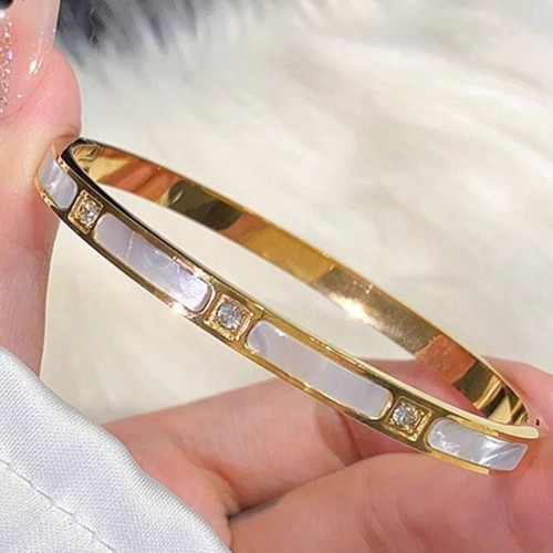 Cross-Border Fashion New Style Diamond-Studded Titanium Steel Bracelet for Women, Non-Fading, Elegant, Versatile, Unique, Internet Celebrity Light Luxury Jewelry