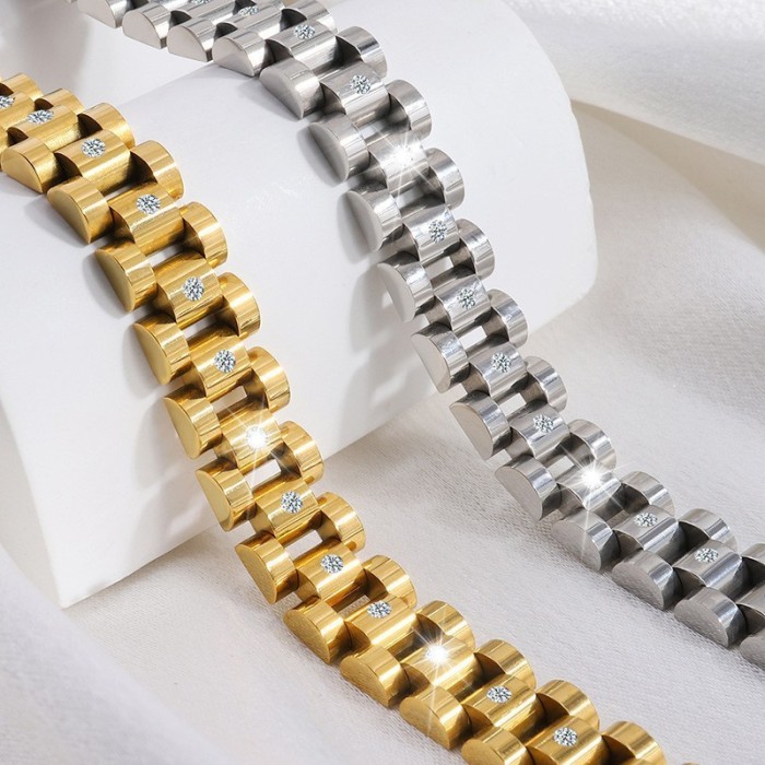 Stainless Steel Strap Bracelet High-End Feel Unisex Cross-Border New Fashion Retro Versatile Non-Fading Wristband Jewelry