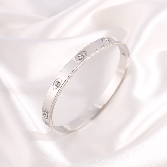 Light Luxury Titanium Steel Bracelet Personality Eye Stone-Inlaid Non-Fading Bracelet for Women High-End Fashion St...