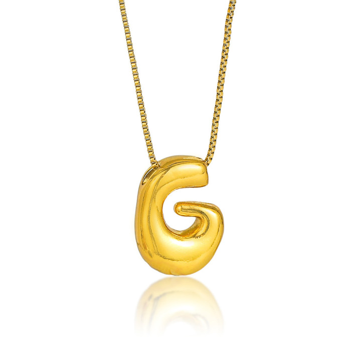 Necklace for Women European and American Cross-Border Balloon Bubble Letter Pendant Fashion Hip-Hop Three-Dimensional Chubby Titanium Steel Necklace Jewelry