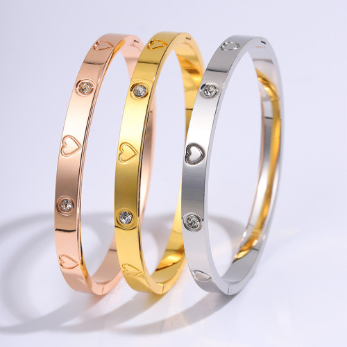Titanium Steel Bracelet for Women High-end Heart-shaped Diamond-studded Stainless Steel Bracelet Real Gold Plated 18K Non-fading Bracelet