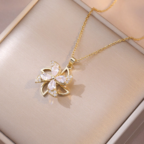 Necklace for Women New Cross-Border European Style Trendy Zircon Rotating Series Necklace Fashionable Fresh Commuting Collarbone Chain