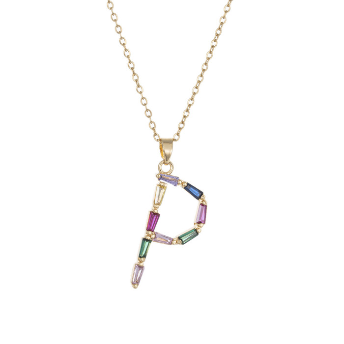 Necklace for Women Cross-Border Internet Celebrity Colorful 26 Letters Niche New Design Sense Elegant Simple English Titanium Steel Necklace