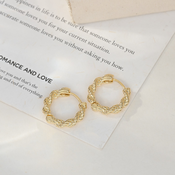French Minimalist Style Fashionable Small Braided Hoop Earrings Niche Design Sense Round Small Elegant Ear Accessories