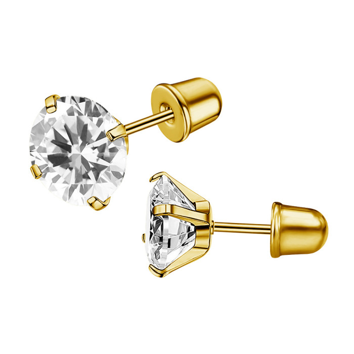 Korean Fashion New Insertable Rod Round Zircon Earrings Ear Bone Studs Sleep-Free Simple Niche Accessories