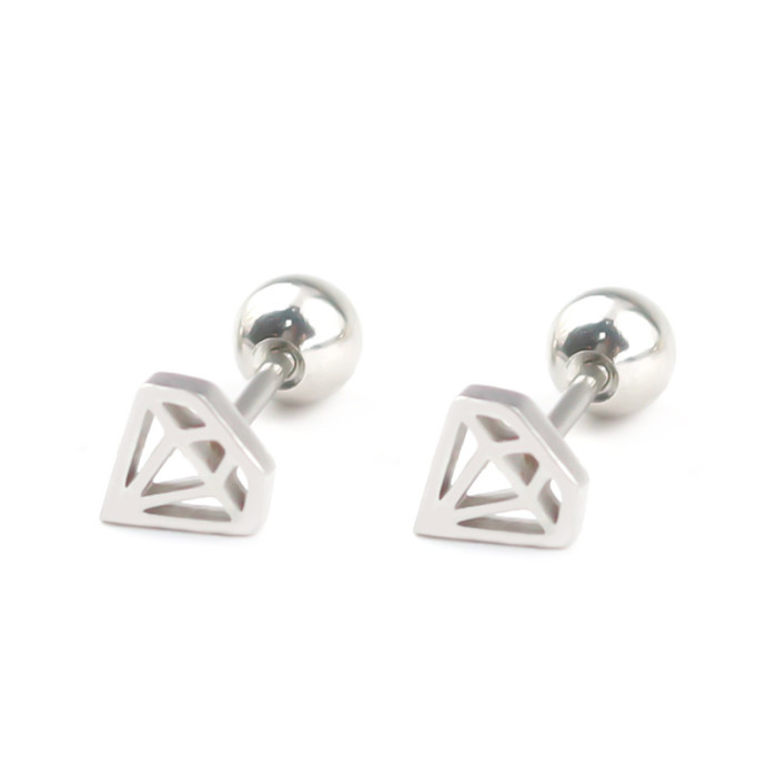 Korean Style Fashion Titanium Steel Star Earrings Simple Design Piercing Unisex Set Earrings Trendy Accessories, Jewe...