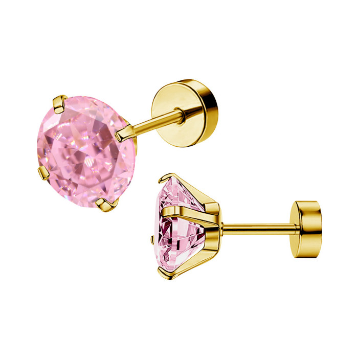 Amazon Unisex Stainless Steel 4-Prong Zircon Earrings Simple Versatile Bulk In Stock Wholesale Earrings Jewelry