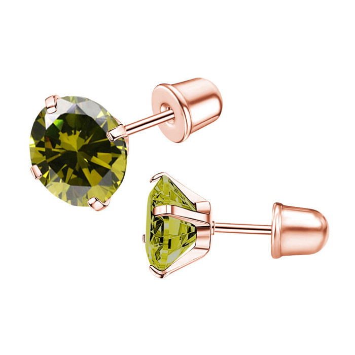 Stainless Steel Fine Needle Four-Claw Setting 5A Zircon Earrings Insertable Ear Bone Studs Classic Versatile AliExpress Cross-Border Model