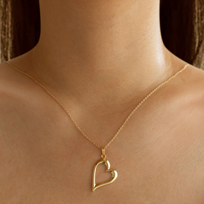 18K Gold Plated Niche Retro Titanium Steel Collarbone Chain Cross-Border European and American Exaggerated Heart Sun Stainless Steel Necklace Wholesale