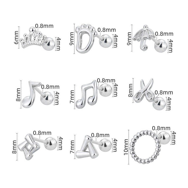 Cross-Border Hot Selling Piercing Studs Twist Screw Geometric Small Earrings Titanium Steel Simple Resin Cute Animal Ear Jewelry