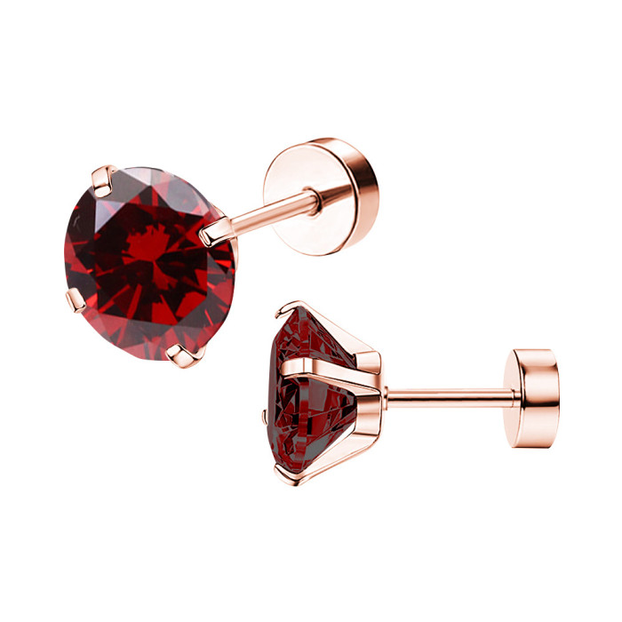 2025 Niche Simple Colorful Round Zircon Insert Round Cake Earrings Ear Bone Studs Fashion New Earrings Manufacturer Wholesale