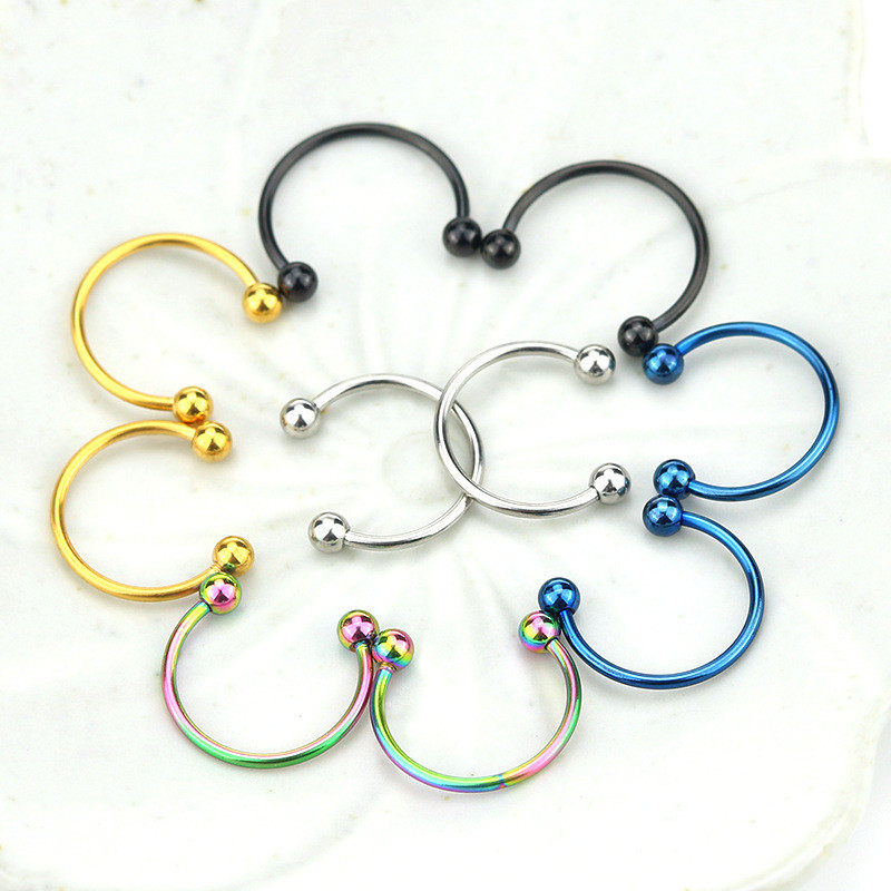 European and American Stainless Steel Titanium Steel Eyebrow Studs Lip Studs Nose Rings Personality Trendy Earrings Piercing Jewelry Factory Direct Sale Geometric