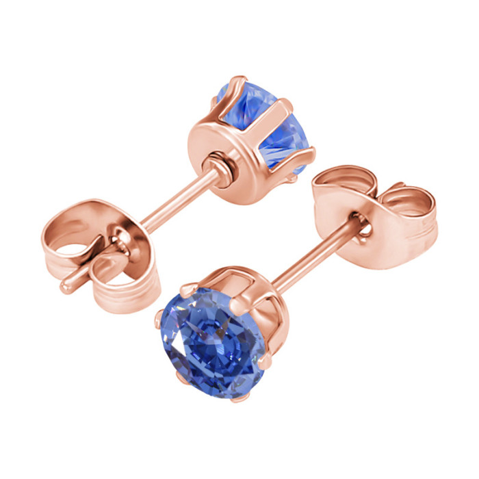 Amazon Fashion Simple New Six-Claw Round Zircon 3A Zirconia Earrings Ear Bone Studs Niche Versatile Ear Jewelry Whole...