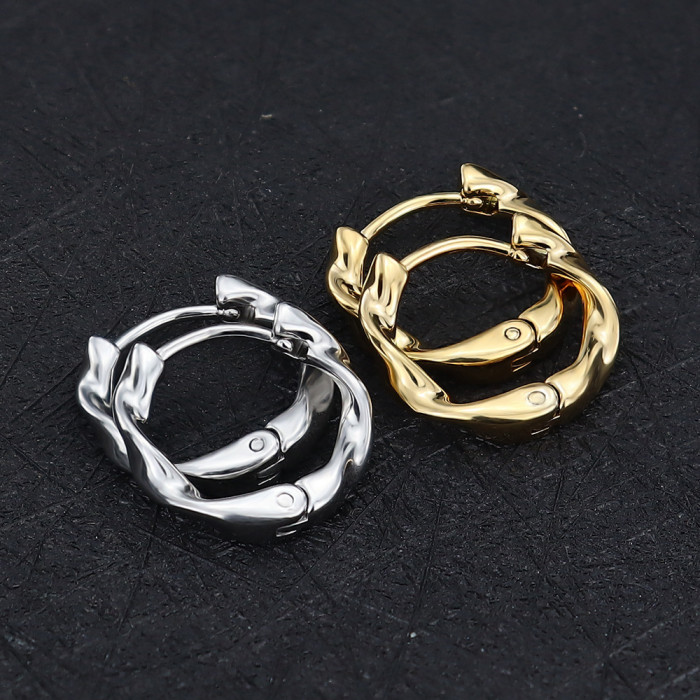 Personalized Design Cast Bamboo Knot Twist Circle Earrings Fashion High-End Versatile Earrings Jewelry Wholesale