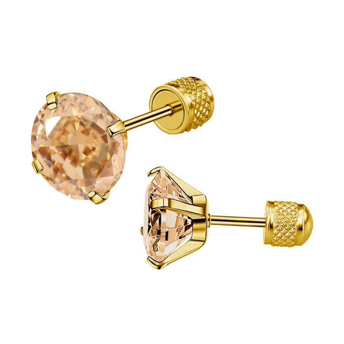 2025 Simple New Insert Colorful Round Zircon Stainless Steel Earrings Ear Bone Studs Design Sense High-end Earrings J...