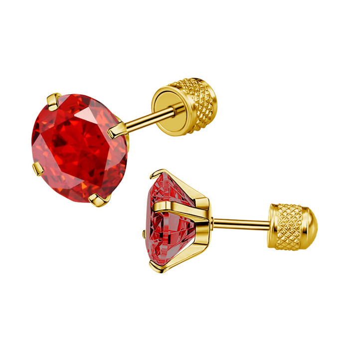 2025 Simple New Insert Colorful Round Zircon Stainless Steel Earrings Ear Bone Studs Design Sense High-end Earrings J...