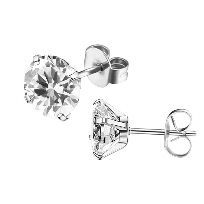 Fashion New Colorful Round Zircon Butterfly Stud Earrings Simple Niche Versatile Earrings Ear Bone Stud Jewelry