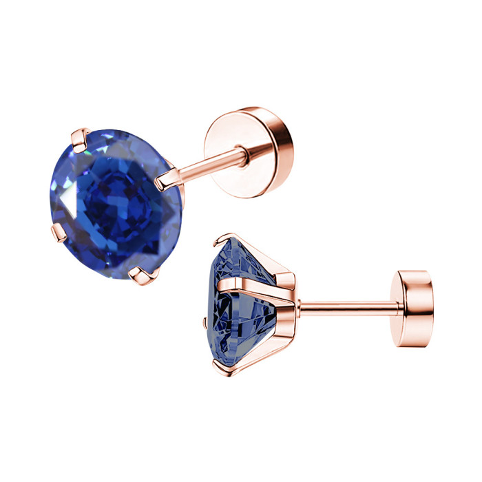 2025 Niche Simple Colorful Round Zircon Insert Round Cake Earrings Ear Bone Studs Fashion New Earrings Manufacturer Wholesale