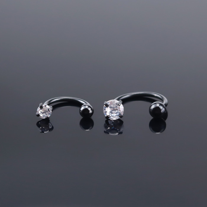 G23 Titanium C-shaped Nose Ring Simple Basic Nose Stud Ear Cartilage Stud Horseshoe Ring Zircon F136 Body Piercing Je...