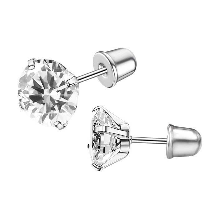 European and American New Style Personality Zircon Exquisite Ear Piercing Screw Type Earrings Ear Bone Studs Hua Zi Earrings Jewelry Wholesale