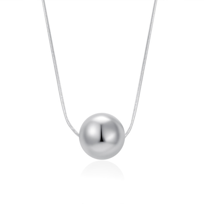 MS Direct Supply Trendy Stainless Steel Bead Necklace for Women, Light Luxury Style, 18K Round Snake Chain, Real Gold...