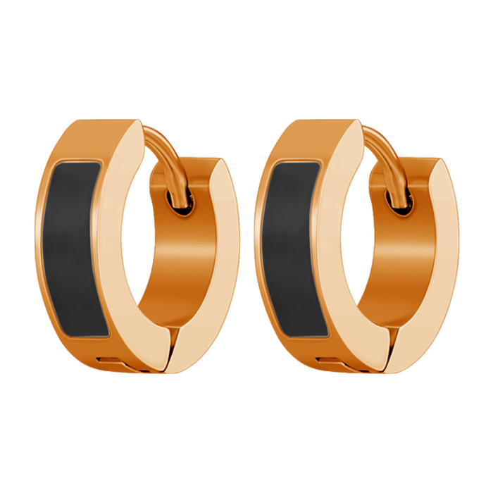 Cross-Border High-End Black Shell White Shell Titanium Steel Earrings C-Shaped Ear Clips Fashion Versatile New Electroplated Ear Jewelry Accessories Wholesale