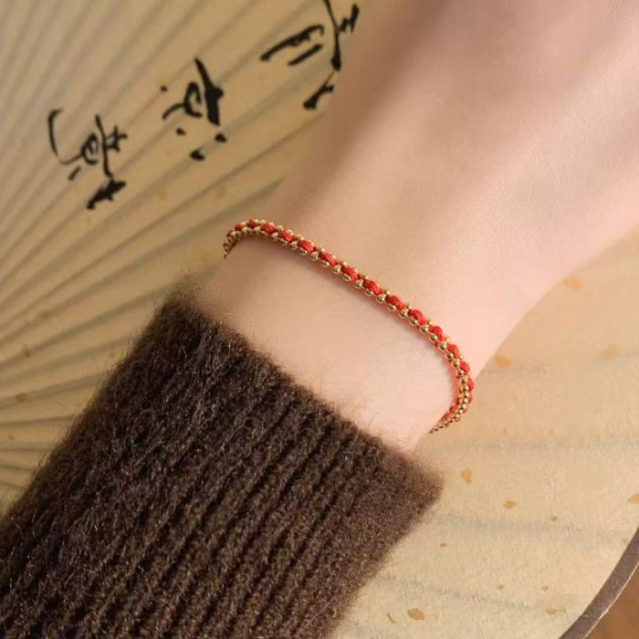 Niche Light Luxury Zodiac Year New Gift French Red Rope Woven Handmade Bracelet for Women Lucky Charm Jewelry Hot Sale