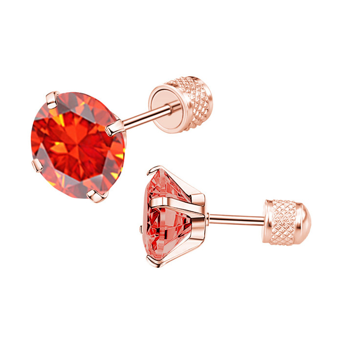 Factory Direct Sale Inserted Patterned Round Cylinder Ear Plugs Colorful Round Zircon Stainless Steel Ear Studs Ear Bone Studs Simple Fashion