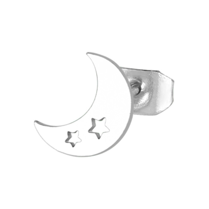 Fashion Moon and Star Niche Pattern Earrings Titanium Steel Vacuum Plated Street Style Earrings Jewelry Wholesale