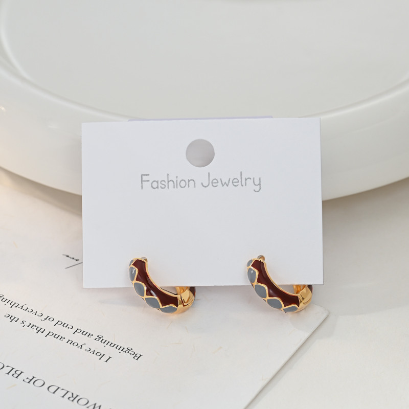 Enamel Drop Earrings Ancora Red Hoop Earrings French Retro Light Luxury High-end Earrings Elegant Versatile Ear Jewelry