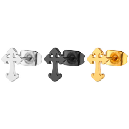 European and American Cross-Border New Fashion Earrings Cross Stainless Steel Simple Versatile Personality Small Stud Earrings Jewelry Wholesale