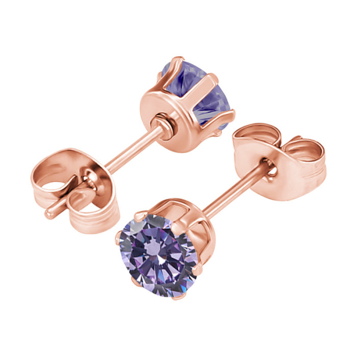 Amazon Fashion Simple New Six-Claw Round Zircon 3A Zirconia Earrings Ear Bone Studs Niche Versatile Ear Jewelry Whole...