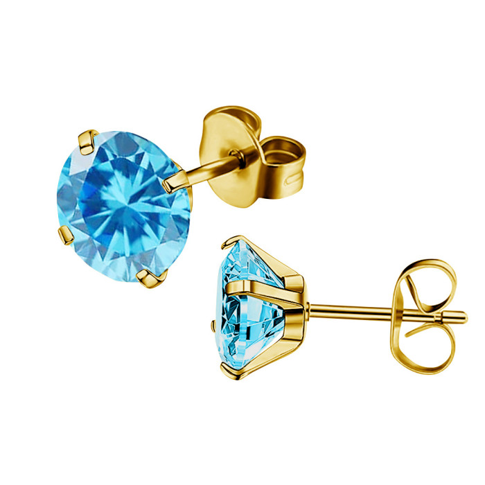 Style Stainless Steel AAA Colorful Round Zircon Butterfly Stud Earrings Ear Bone Studs Simple Versatile Fashion Earri...