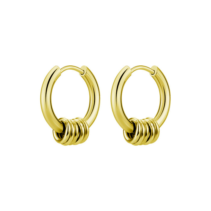 2023 Japan and South Korea Hot Selling Simple Personality Hip Hop Trendy Men's Titanium Steel Ear Buckle Earrings Ele...