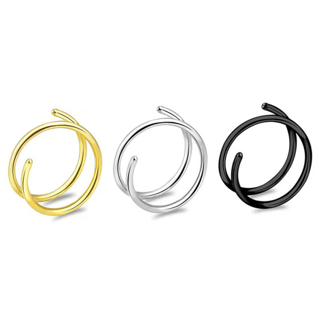 eBay Cross-Border Titanium Steel Nose Ring Fashion Simple Personality European and American Punk Style Spiral Nose Ring Ear Cartilage Ring Lip Ring Wholesale