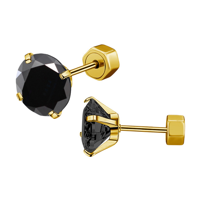 European and American Fashion Cross-Border New Colorful Round Zirconia Insert Earrings Simple Niche Versatile Earrings Ear Bone Stud Jewelry