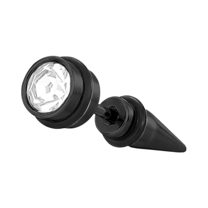 Simple Stainless Steel Round Cake Earrings Threaded Base Sticky Stone Pointed Cone Earrings Personality Trend Jewel...