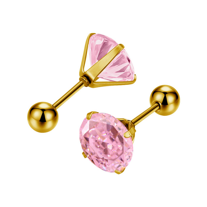 Wholesale Niche High-End Titanium Steel Ear Bone Studs Fashion Versatile AAA Colorful Round Zircon Ear Studs Earrings