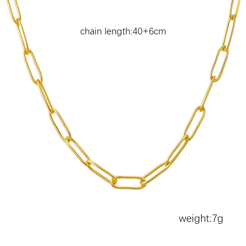 Foreign Trade Amazon Cross-Border New Style Personalized Stainless Steel Plain Circle Oval Chain Necklace Cuban Choker Women's Jewelry
