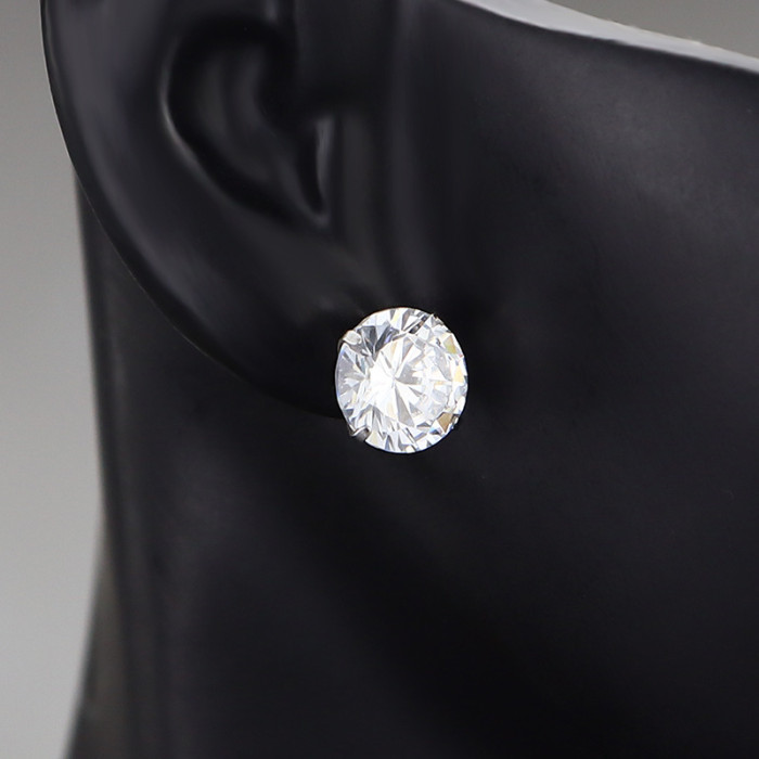 Wholesale Niche High-End Titanium Steel Ear Bone Studs Fashion Versatile AAA Colorful Round Zircon Ear Studs Earrings