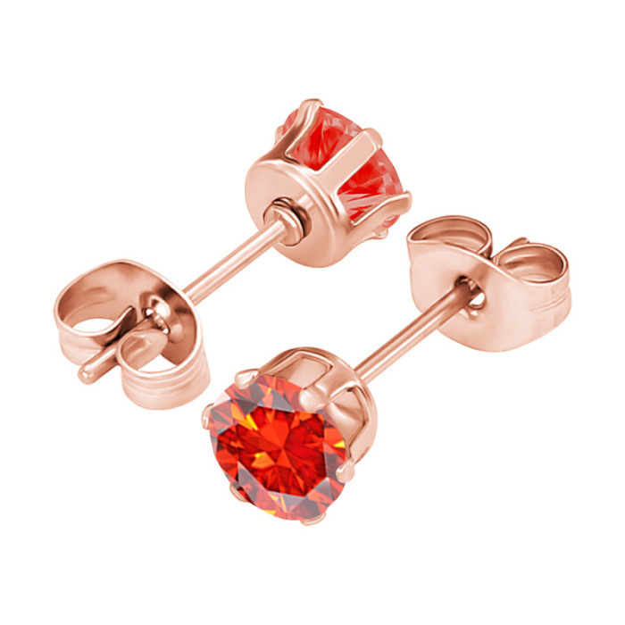 Amazon Fashion Simple New Six-Claw Round Zircon 3A Zirconia Earrings Ear Bone Studs Niche Versatile Ear Jewelry Whole...