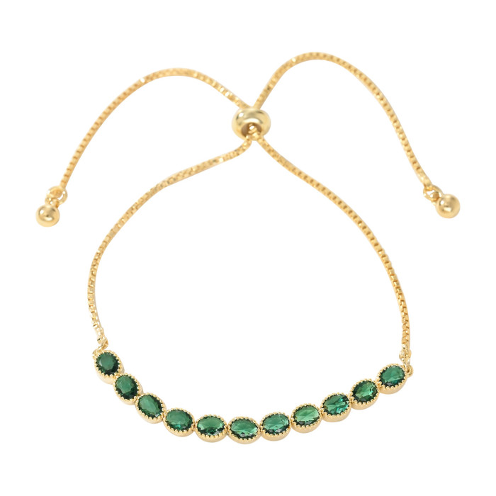 2025 New Korean Fashion Zircon Hand Jewelry Women's Niche Design Adjustable Emerald Bracelet