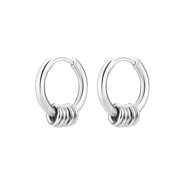 2023 Japan and South Korea Hot Selling Simple Personality Hip Hop Trendy Men's Titanium Steel Ear Buckle Earrings Ele...
