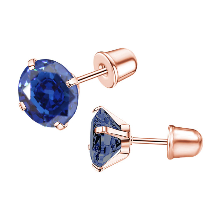 Stainless Steel Fine Needle Four-Claw Setting 5A Zircon Earrings Insertable Ear Bone Studs Classic Versatile AliExpress Cross-Border Model