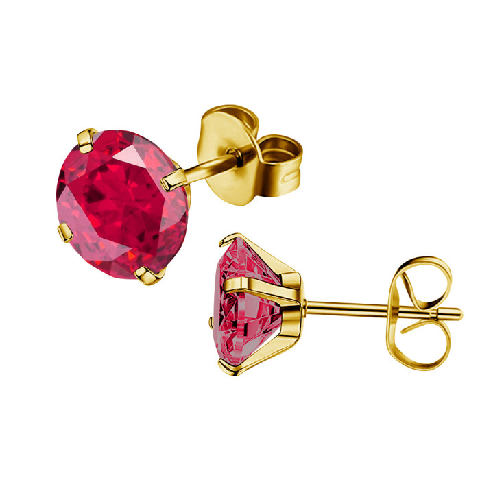 Style Stainless Steel AAA Colorful Round Zircon Butterfly Stud Earrings Ear Bone Studs Simple Versatile Fashion Earri...