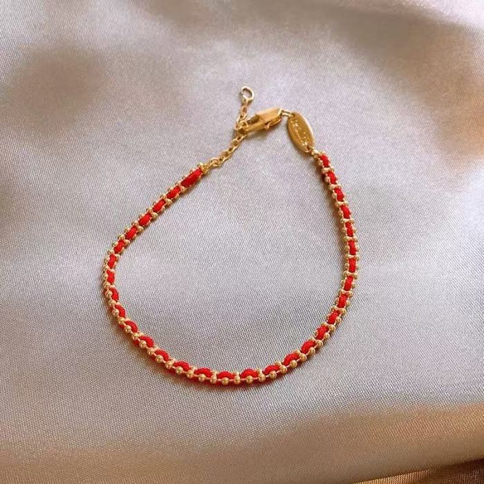 Niche Light Luxury Zodiac Year New Gift French Red Rope Woven Handmade Bracelet for Women Lucky Charm Jewelry Hot Sale