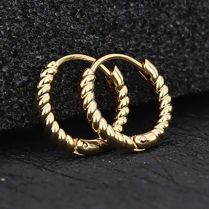 Personalized Design Cast Bamboo Knot Twist Circle Earrings Fashion High-End Versatile Earrings Jewelry Wholesale