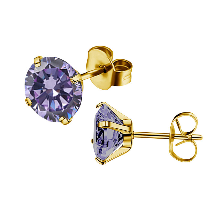 Style Stainless Steel AAA Colorful Round Zircon Butterfly Stud Earrings Ear Bone Studs Simple Versatile Fashion Earri...