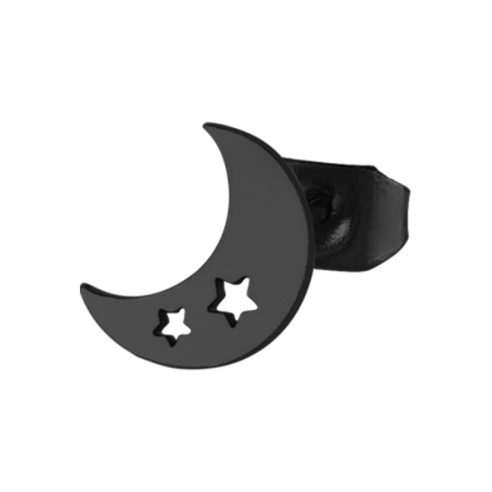Fashion Moon and Star Niche Pattern Earrings Titanium Steel Vacuum Plated Street Style Earrings Jewelry Wholesale