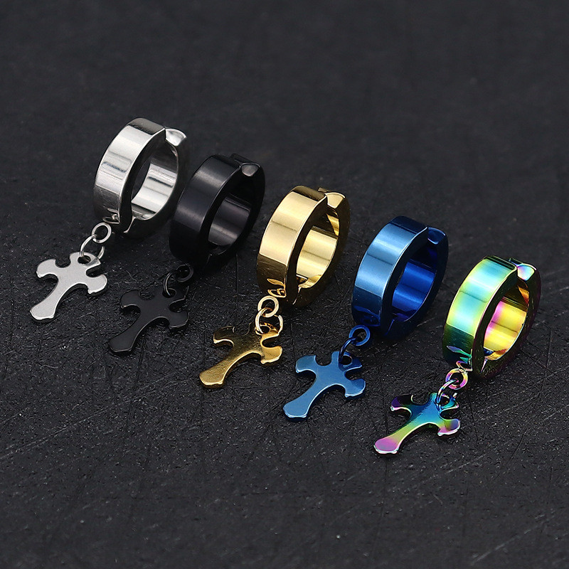 In Stock Wholesale New Cross Ear Clip Titanium Steel Niche High-end Feel Non-pierced Ear Clip Unisex Ear Jewelry